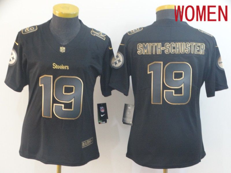 Women Pittsburgh Steelers #19 Smith-schuster Nike Vapor Limited Black Golden NFL Jerseys